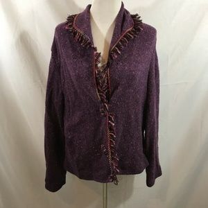 BETS by Canvasback purple cardigan with fringe - w